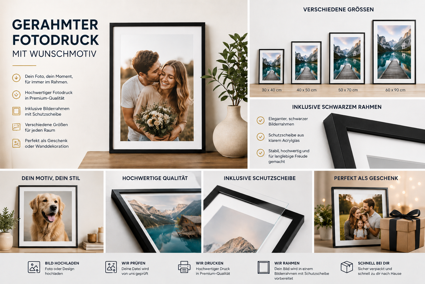Gerahmter Fotodruck mit Wunschmotiv